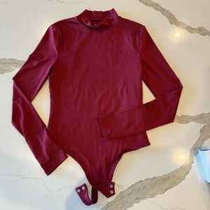 SWS Contour burgundy women’s mock turtle size medium, long sleeve bodysuit